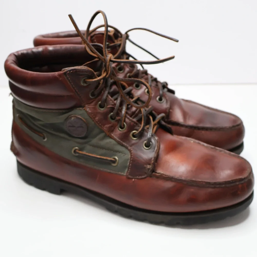 VTG 90s Timberland Mens G0retex 7-Eye Chukka Boots‎ 59093 Brown Leather 10.5 M
